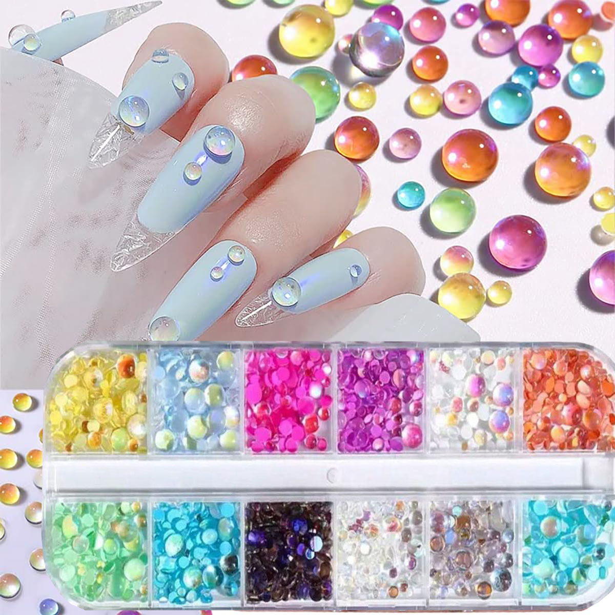 Crystal Bead Mix - 1 коробка ярких цветов, разноцветные круглые